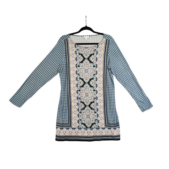 J.Jill Tops - J Jill Womens Long Sleeve Jersey Knit Tunic‎ Size Medium Blue Paisley Medallion